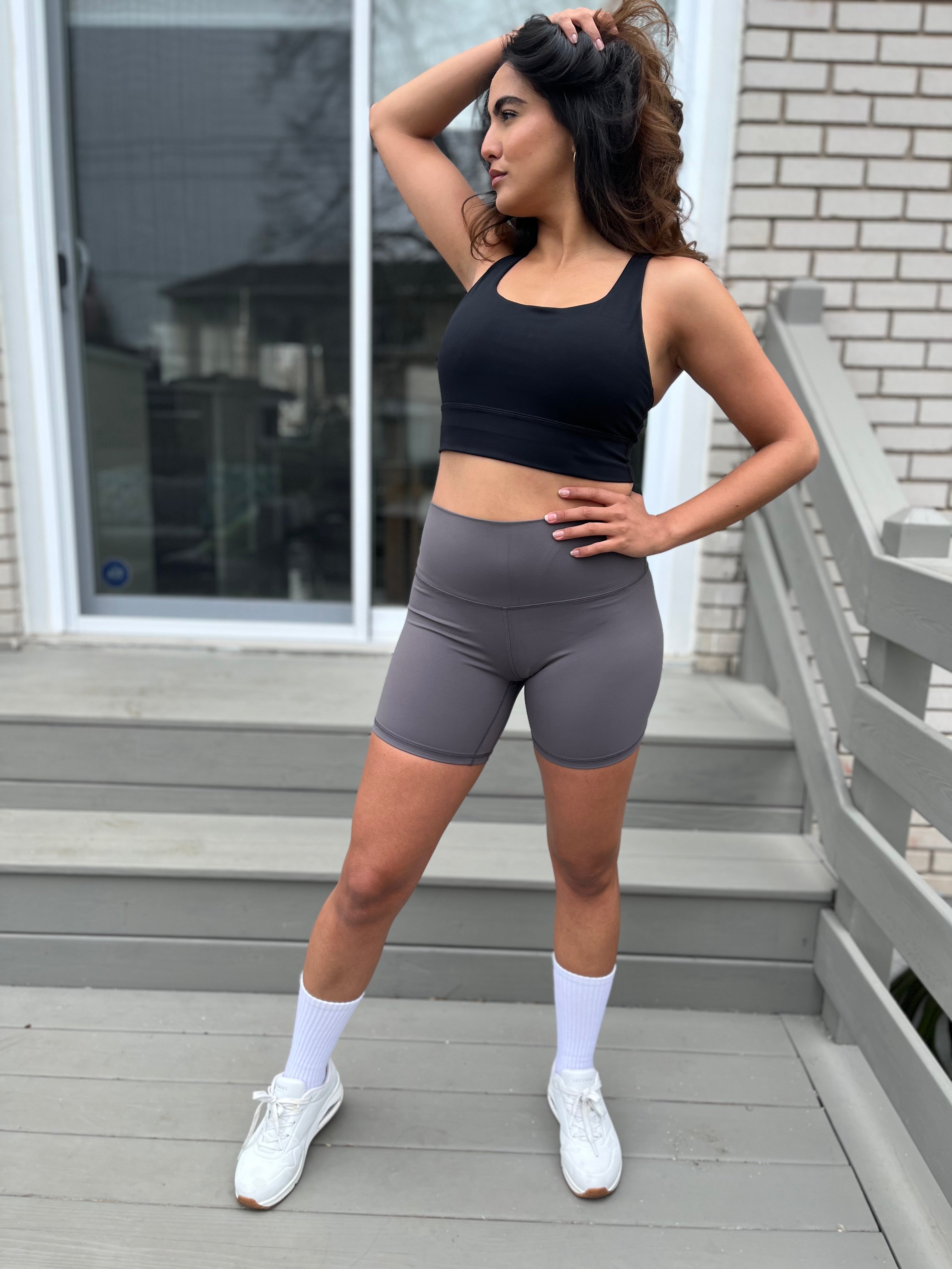 Grey biker shorts near top me