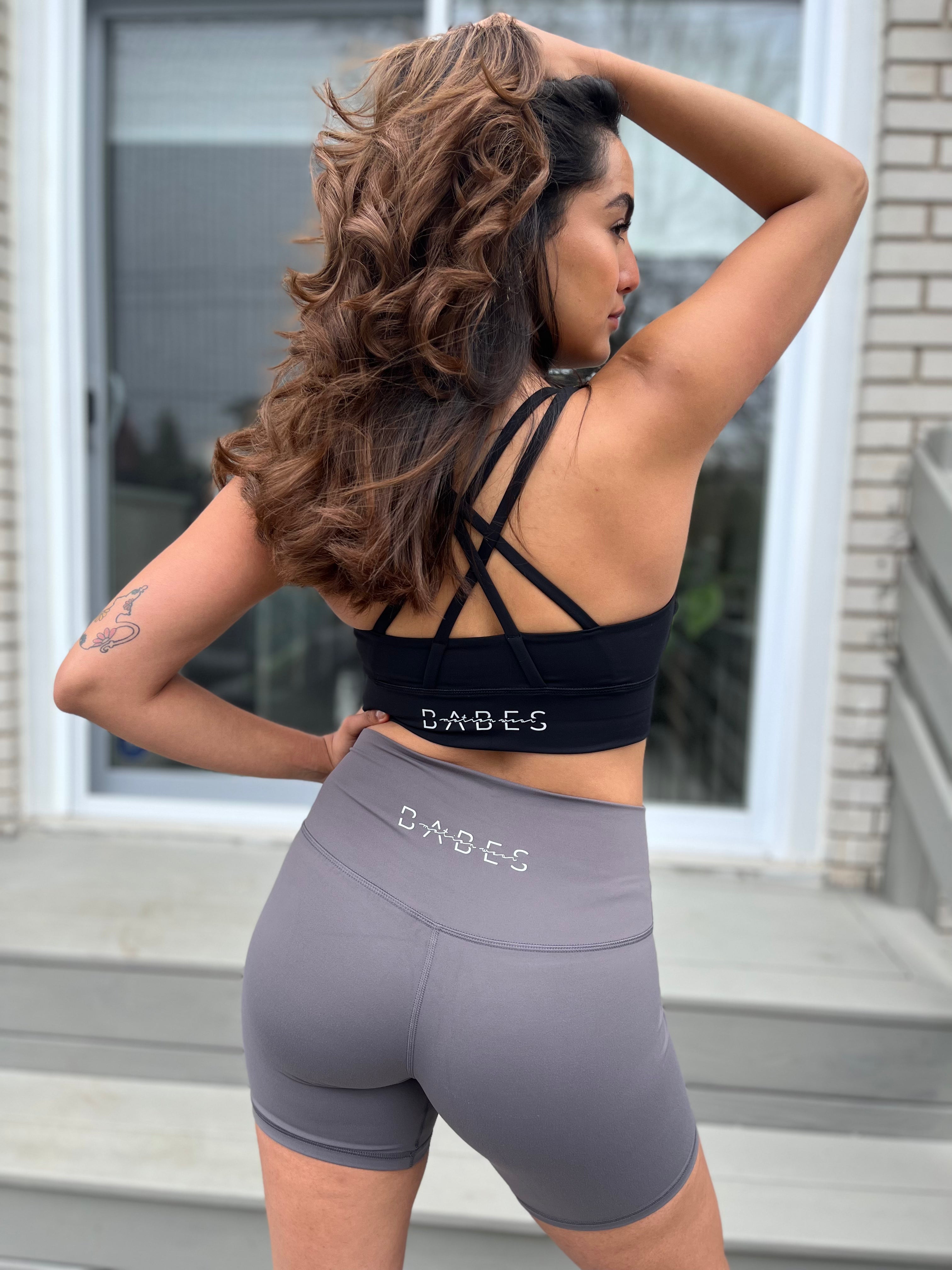 Classic High Rise Biker Shorts Grey BabesMotionWear