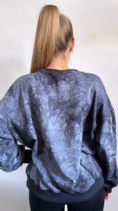 Oversized Crew Sweater - Blue Tie-Dye